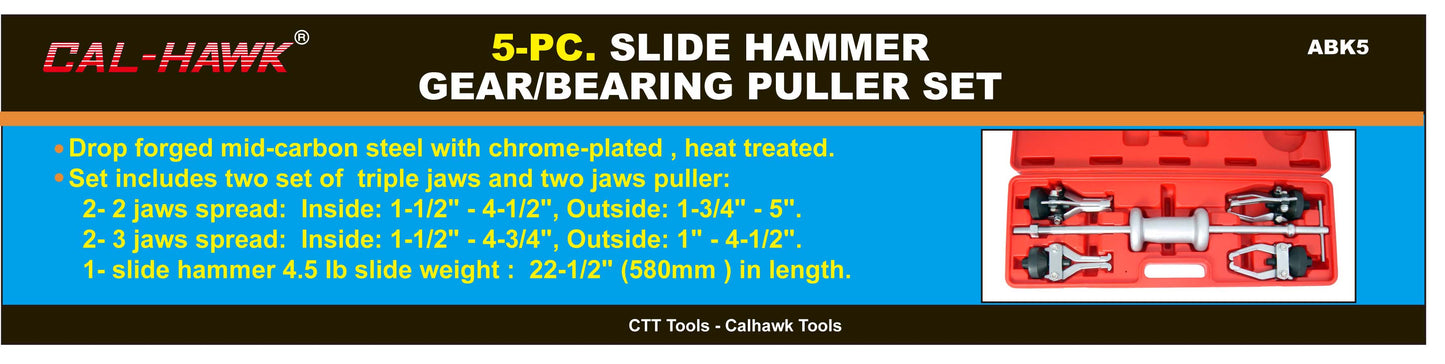 5PC SLIDE HAMMER GEAR/BEARING PULLER