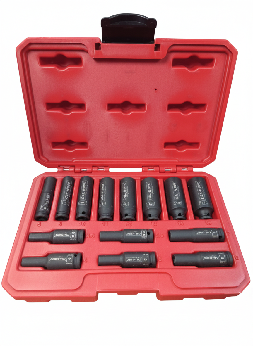 14-PC 1/4" DR. Magnetic Deep Impact Socket 6-Point METRIC SET ( 4mm to 15mm)