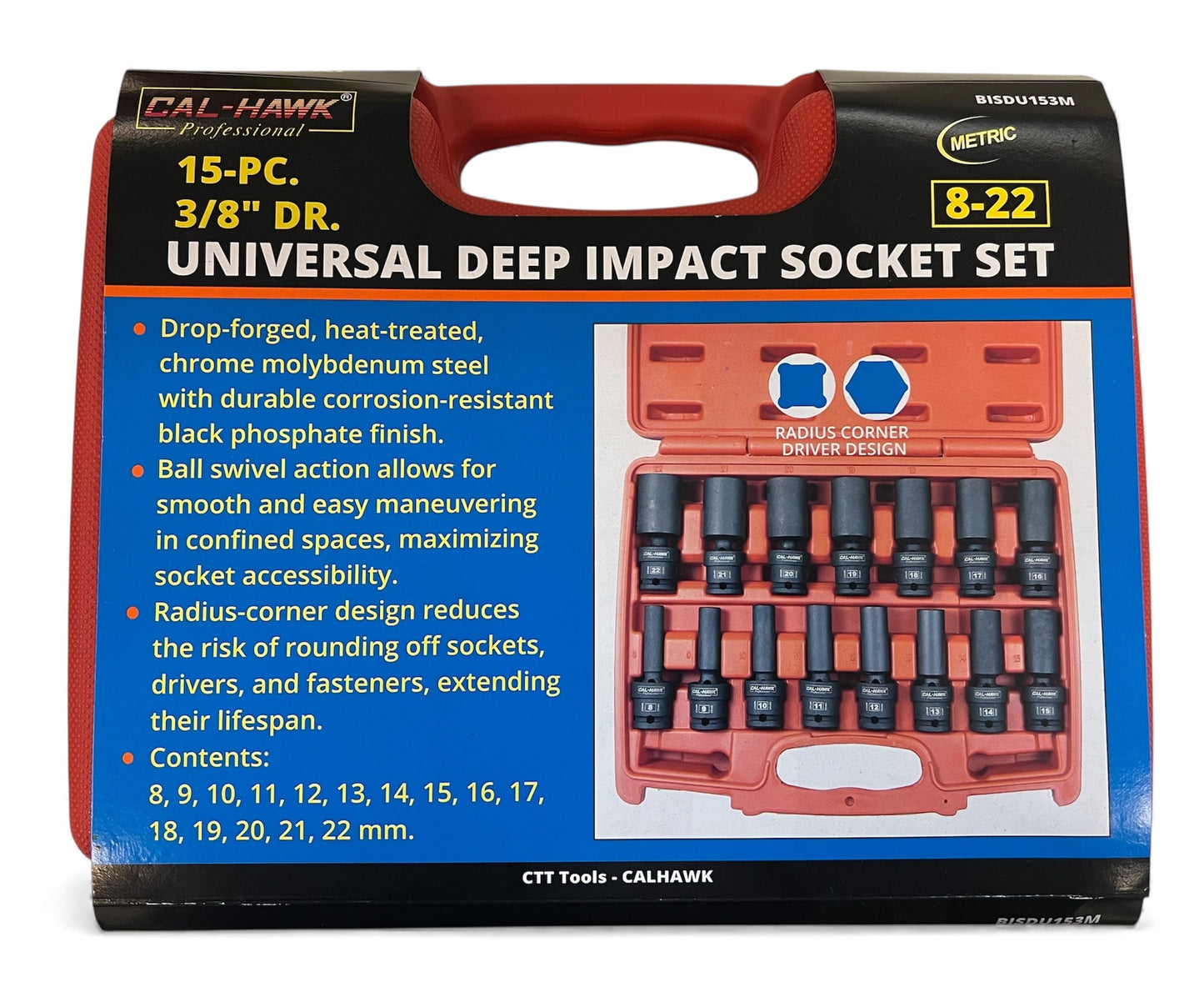 15PC 3/8" DR. UNIVERSAL IMPACT SOCKET SET METRIC
