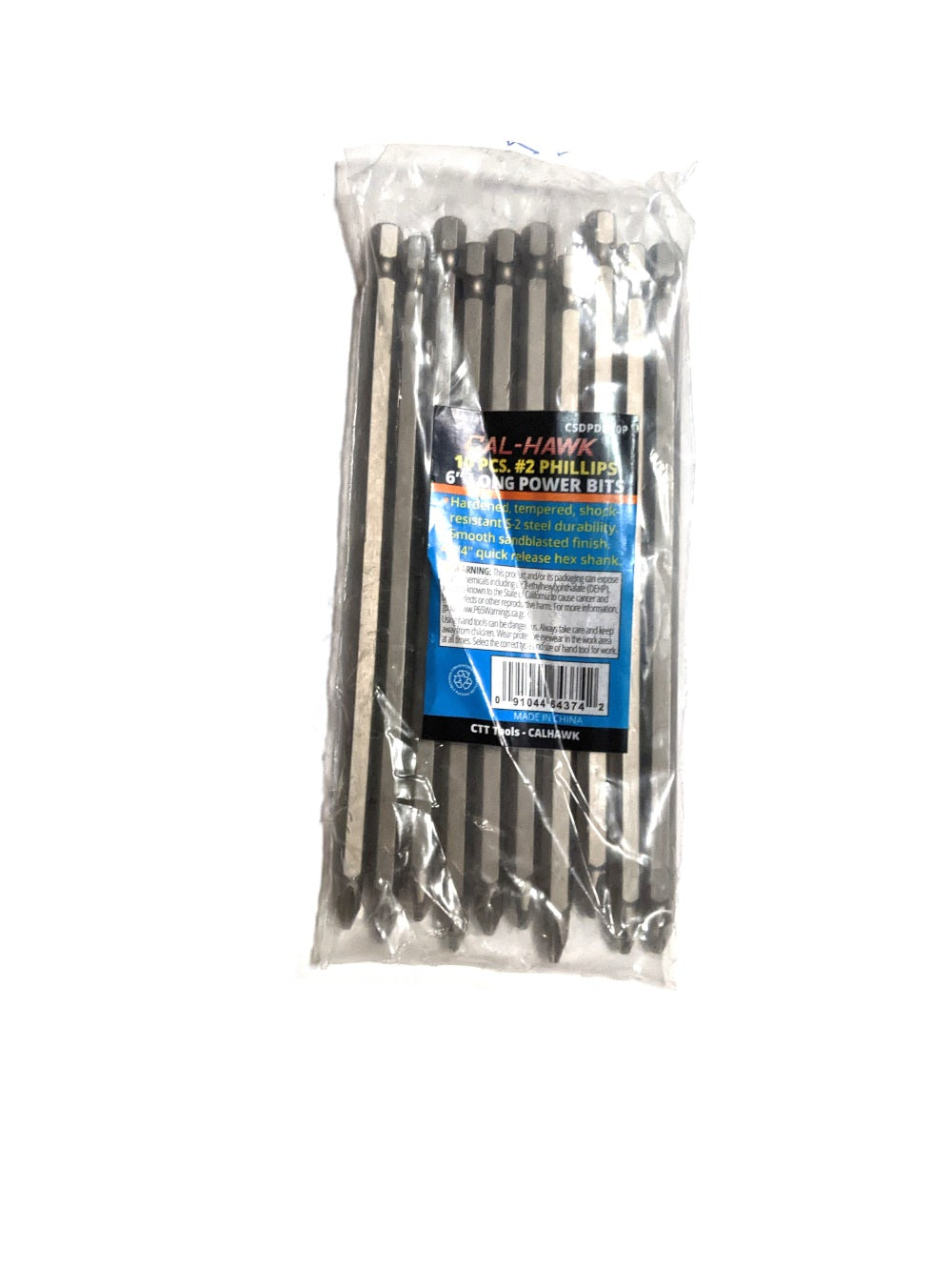 10PC #2 PHILLIPS 6" POWER BIT SET