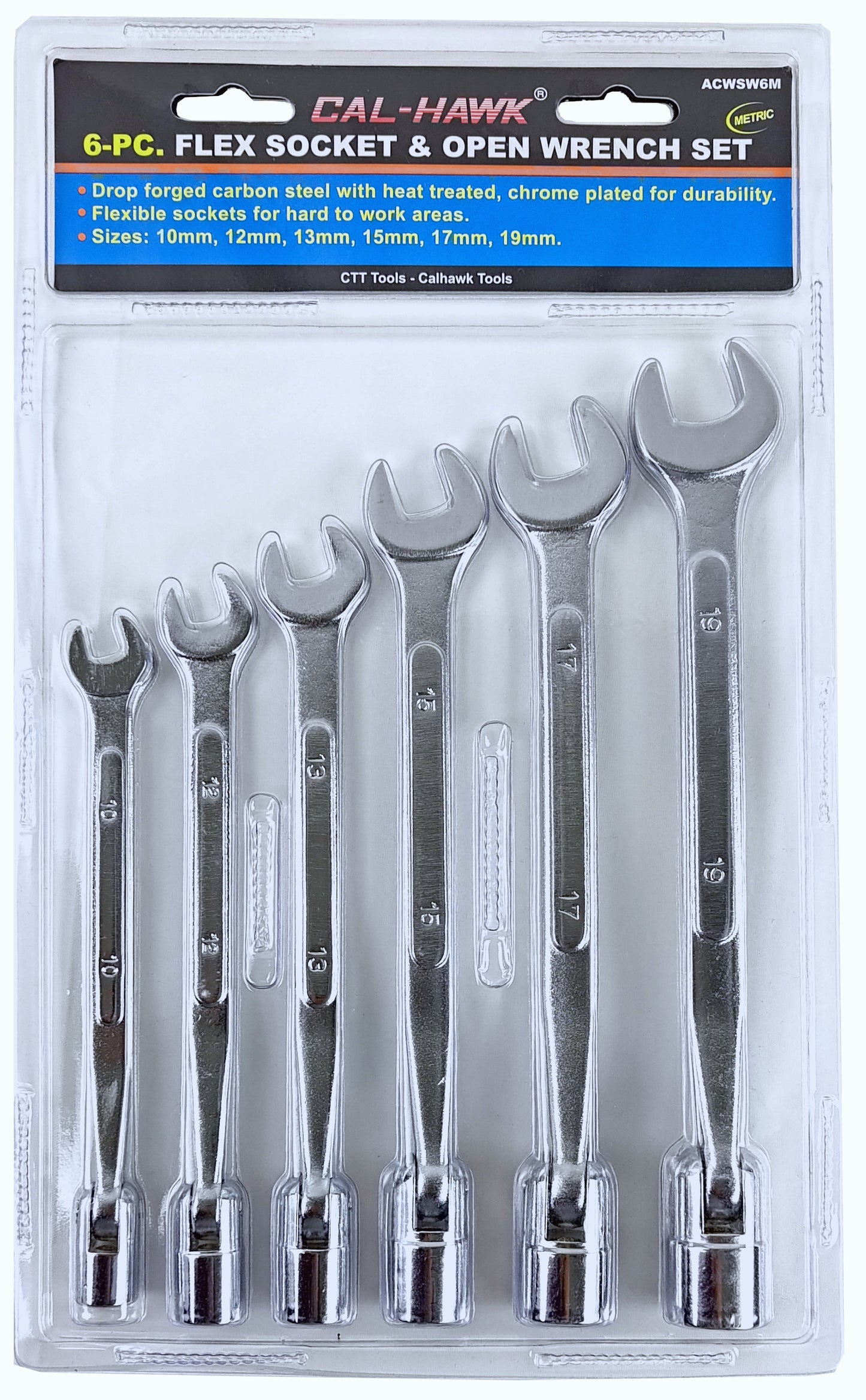 6PC FLEXIBLE OPEN BOX & SOCEKT WRENCH METRIC