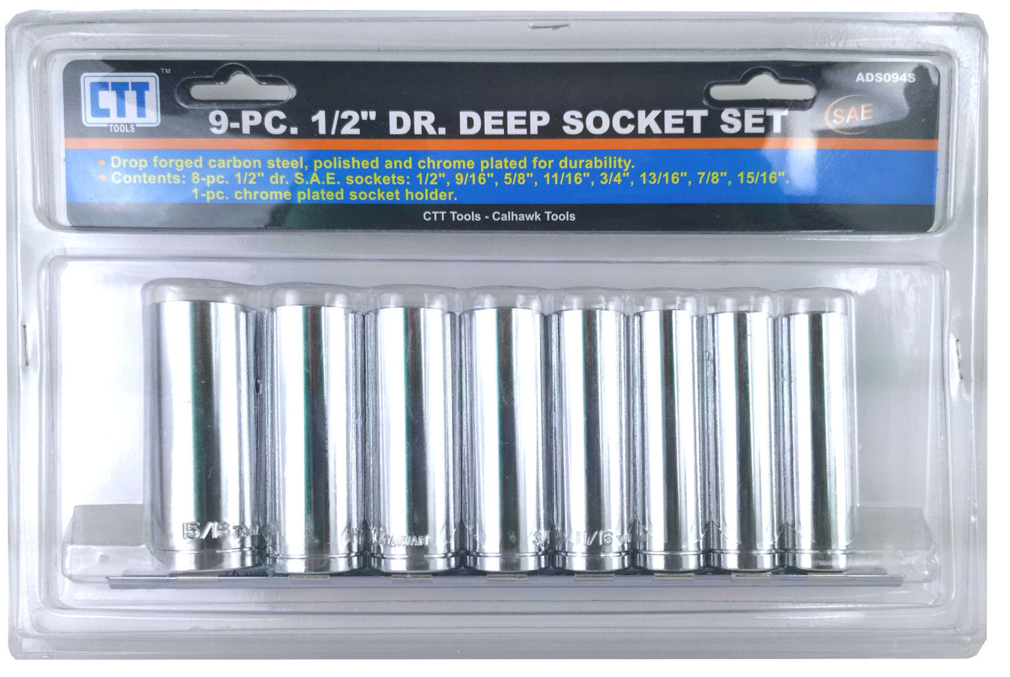 9PC 1/2 DEEP SOCKET SAE (CTT)