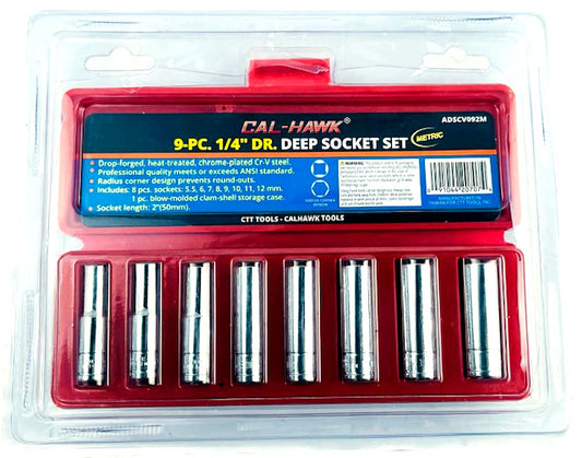 9PC 1/4 CR-V METRIC DEEP SOCEKT (C-H)