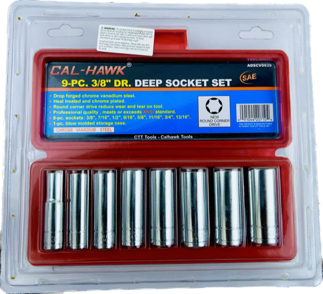 9PC 3/8 CR-V SAE DEEP SOCKET (C-H)