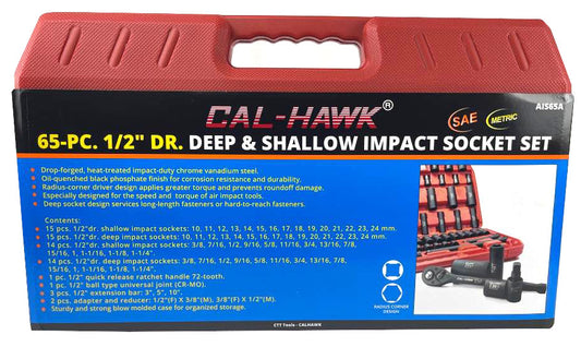 65PC 1/2" DR IMPACT SOCKET SET