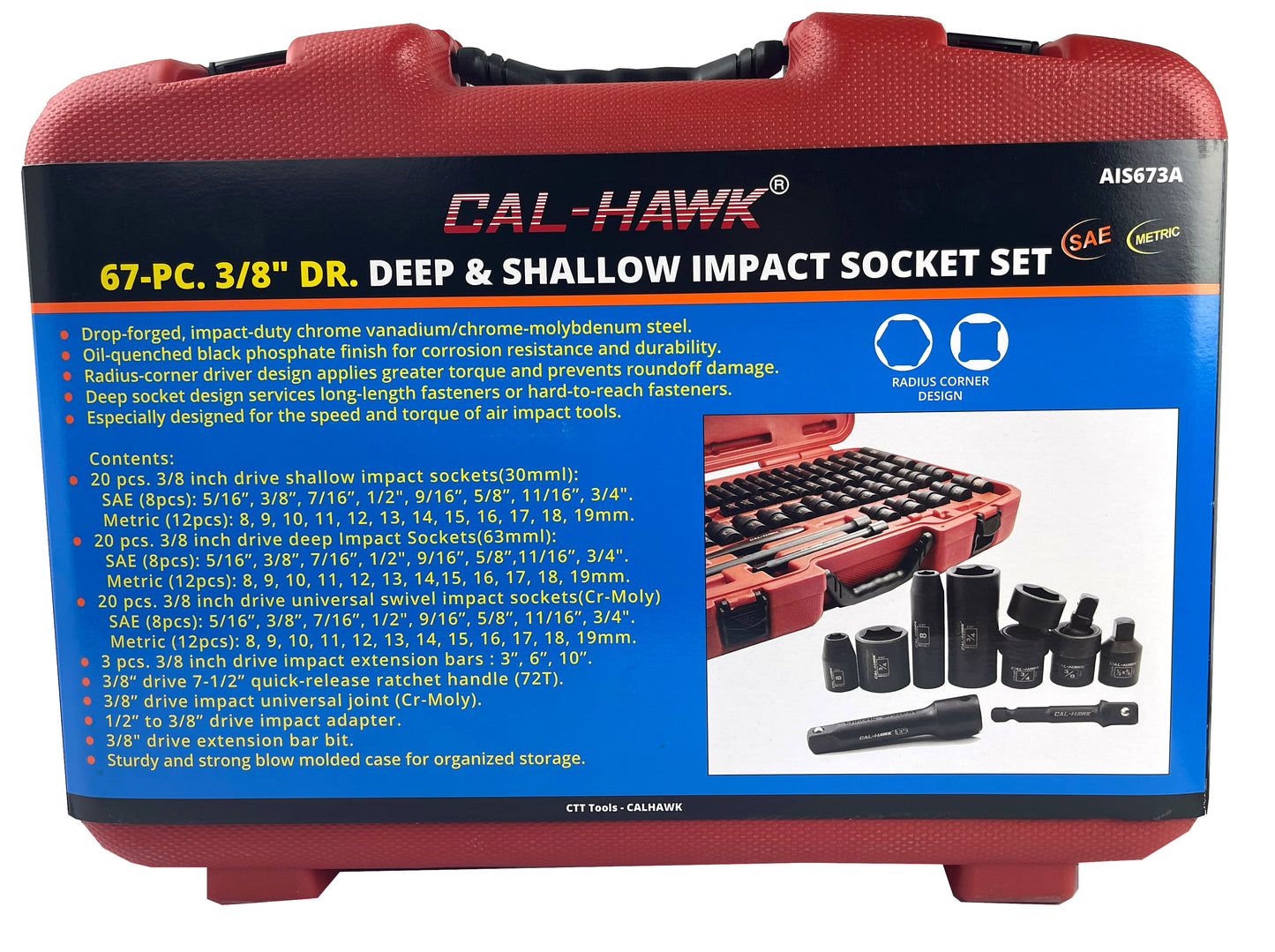 67PC 3/8" DR IMPACT MASTER SOCKET SET