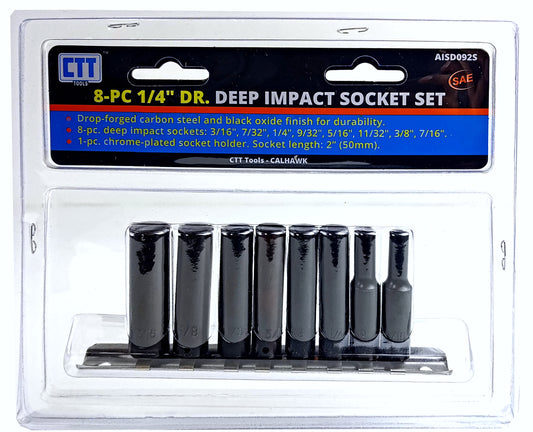 9PC 1/4 SAE DEEP IMPACT SOCKET SKT (CTT)