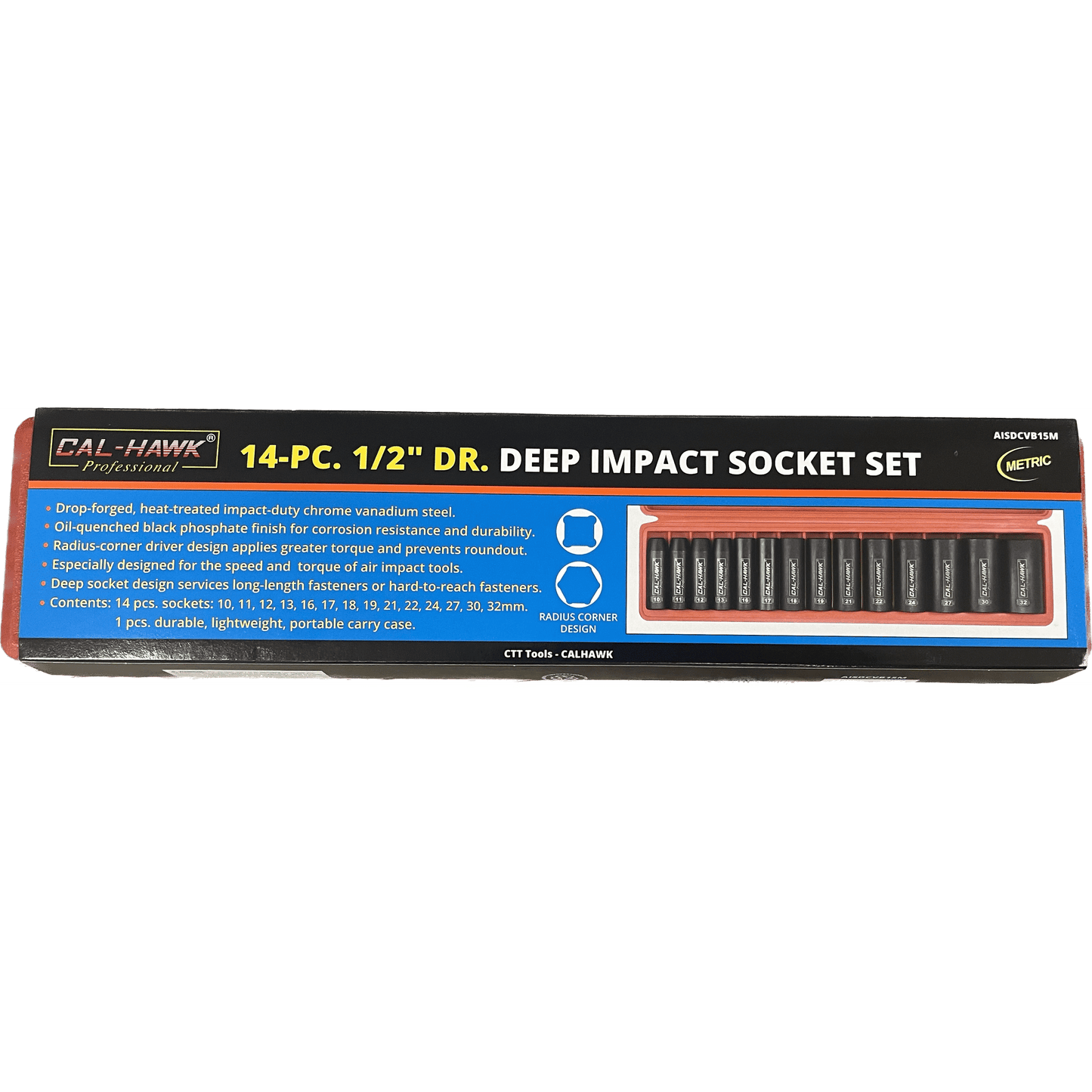 15PC 1/2 CR-V DEEP IMPACT SOCEKT- METRIC