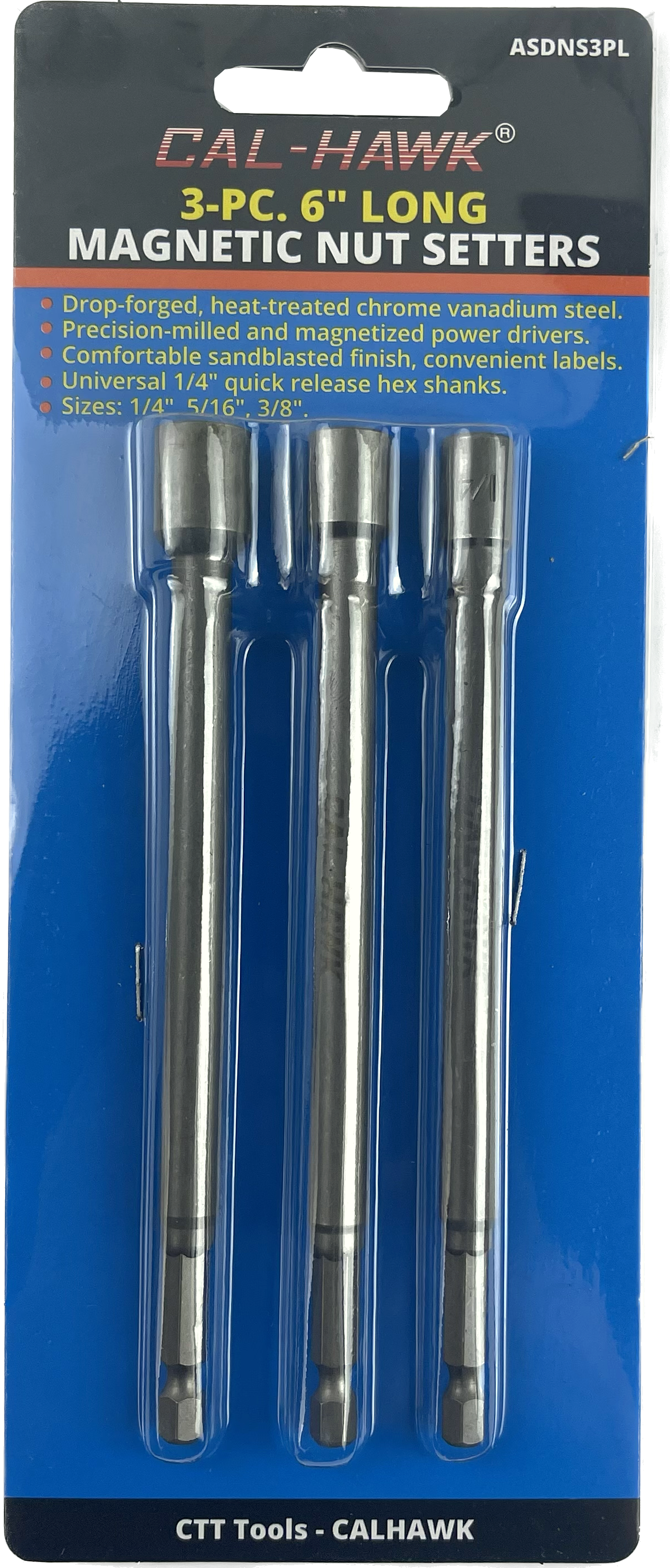 3PC 6" LONG MAG NUT SETTER