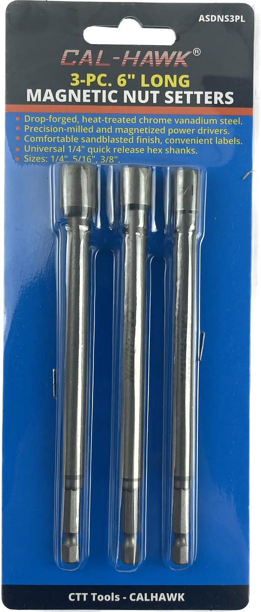 3PC 6" LONG MAG NUT SETTER