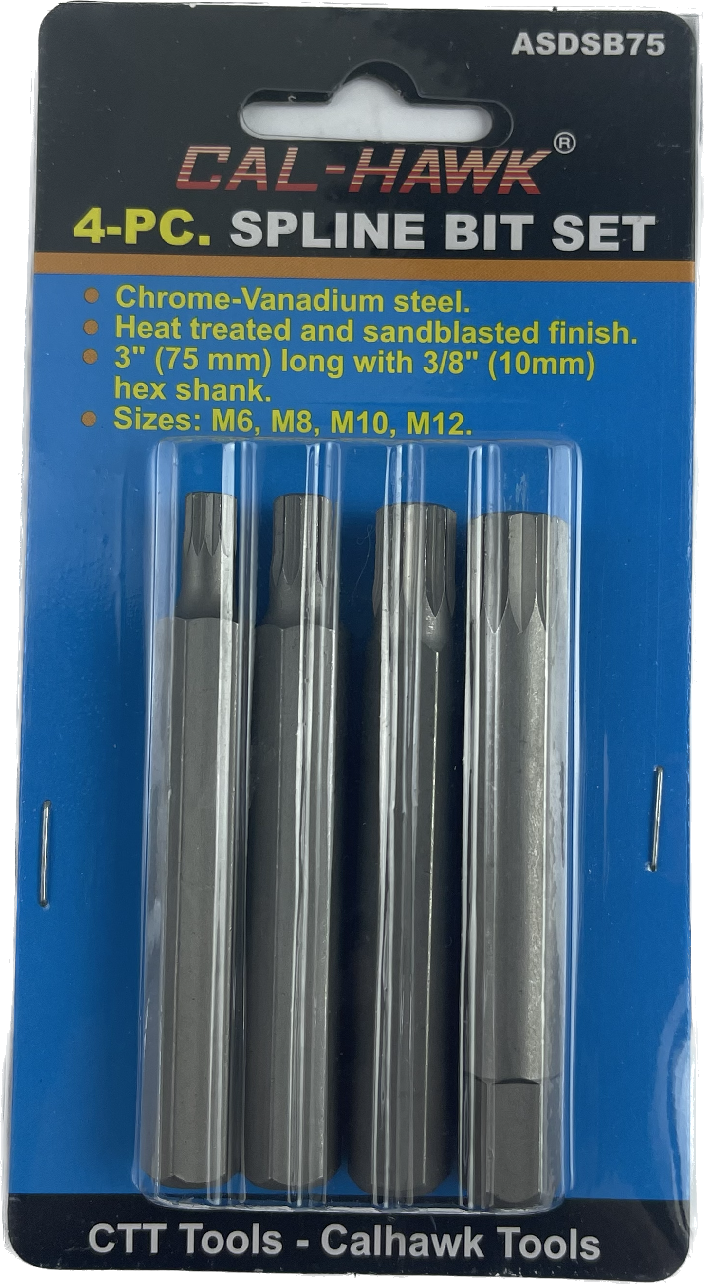 4PC 75MM SPLINE BIT SET