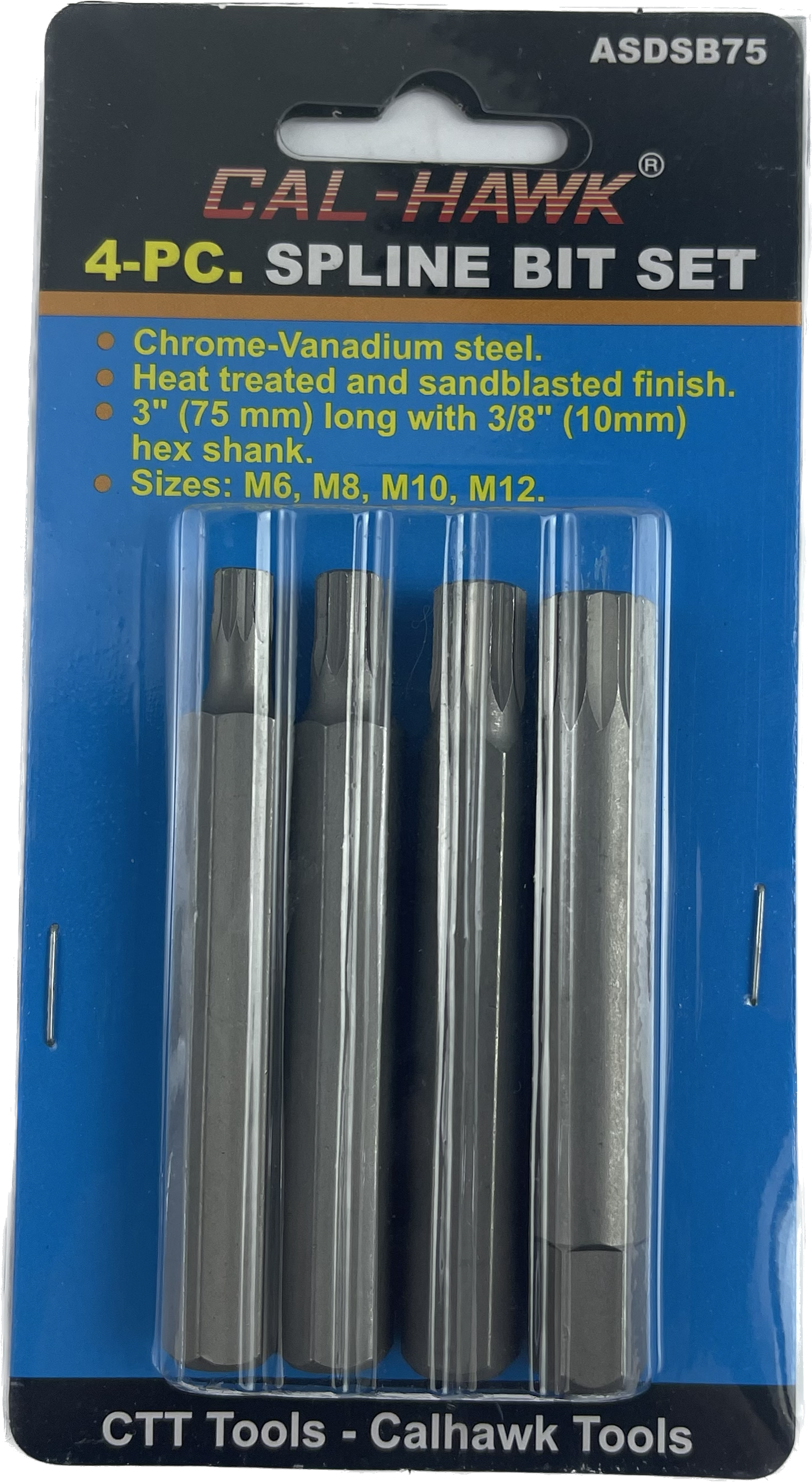 4PC 75MM SPLINE BIT SET