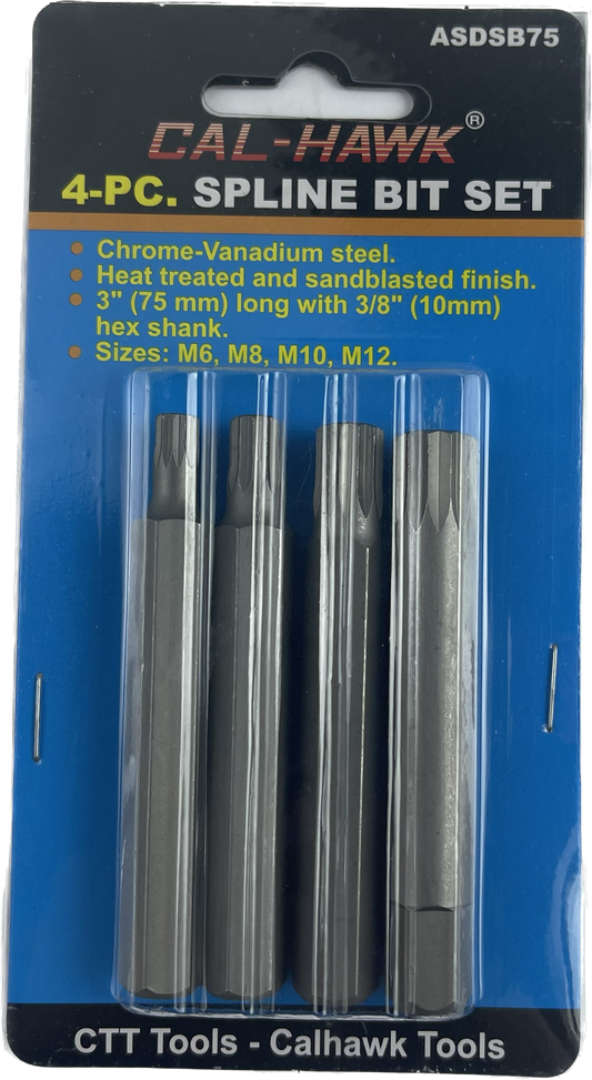 4PC 75MM SPLINE BIT SET