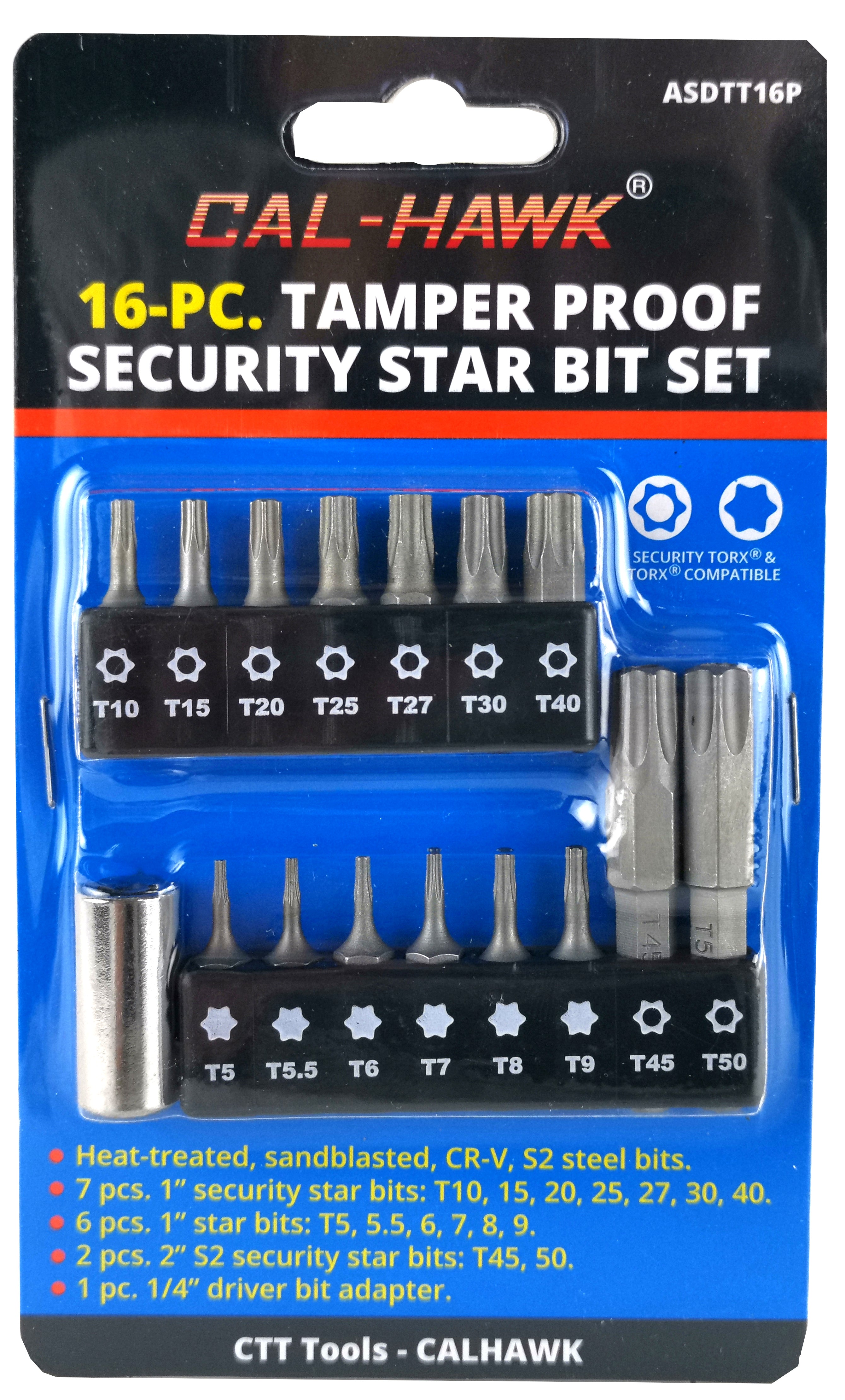 Star Bit Sample 16PC TAMPER STAR BIT SET – CalHawk Tools
