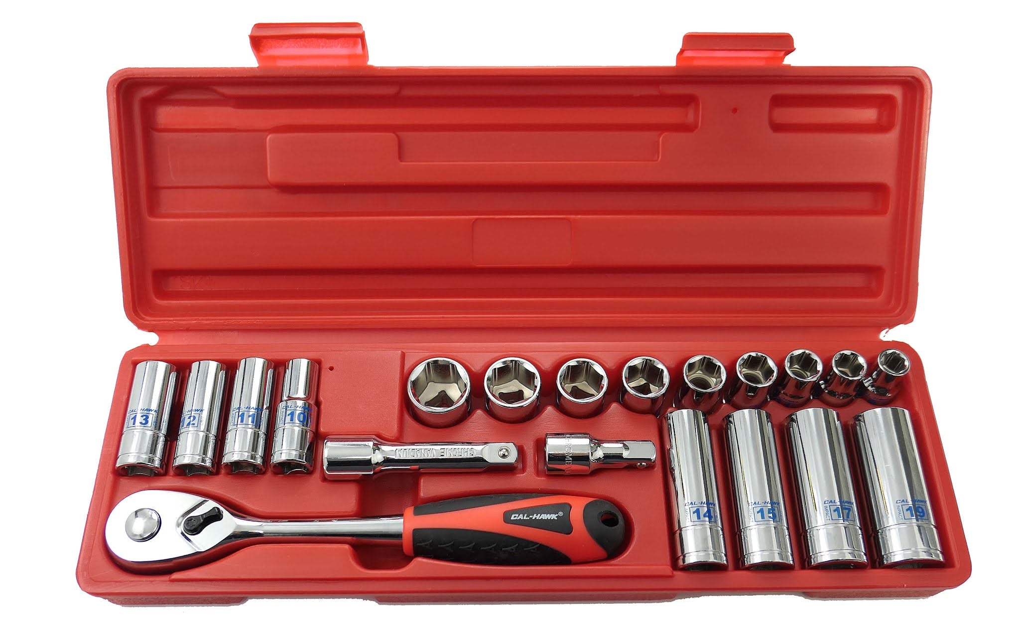 Socekt Box 21PC 3/8 CR-V SOCEKT METRIC WITH BLOW CASE – CalHawk Tools