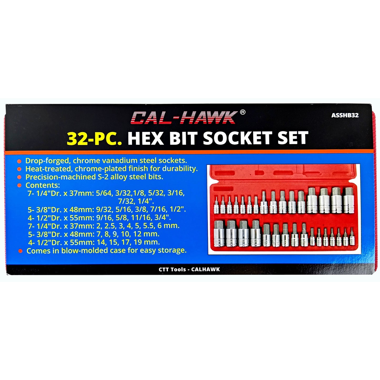 32PCS HEX BIT SOCKETS SET