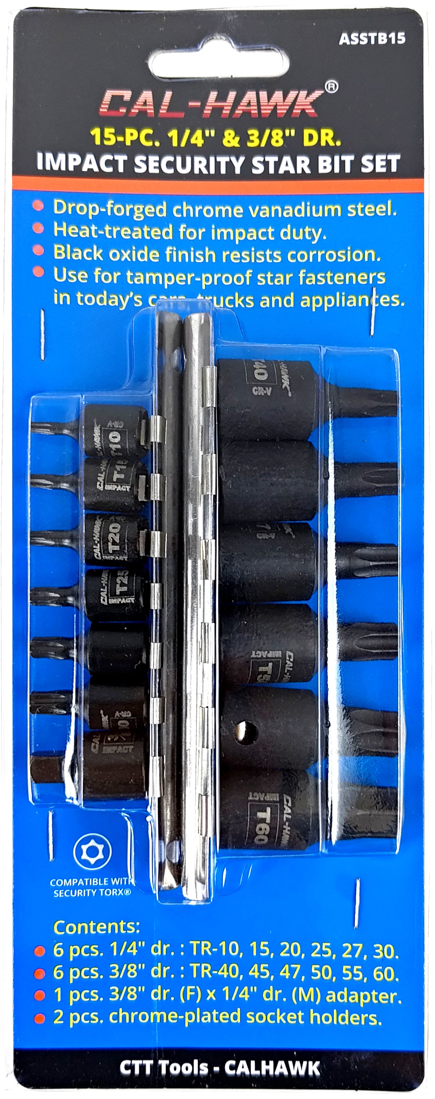 15PC 1/4 & 3/8 IMP TORQUE BIT/T.P.