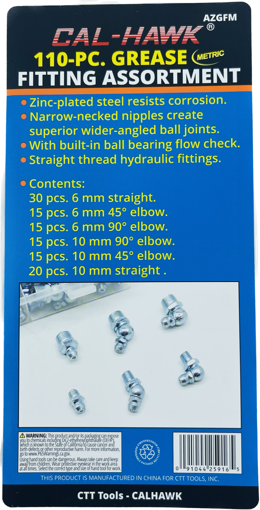 110PC GREASE FITTING ASSORTMENT METRIC