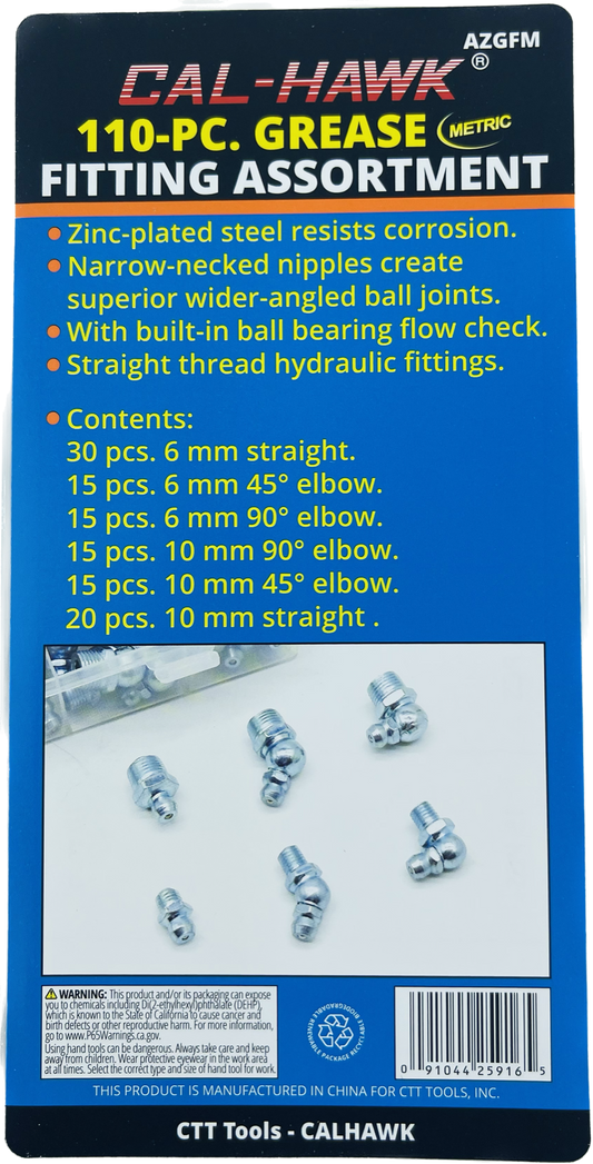 110PC GREASE FITTING ASSORTMENT METRIC