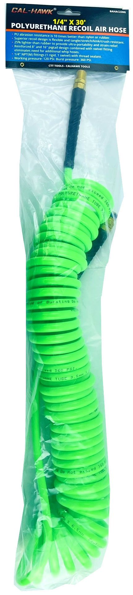 1/4X30 PU GREEN RECOIL HOSE