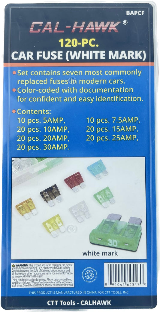 120PC ASSORTED CAR FUSE (WHITE MARK)