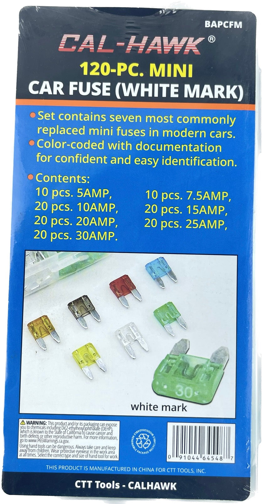 120PC METRIC CAR FUSE (WHITE MARK)