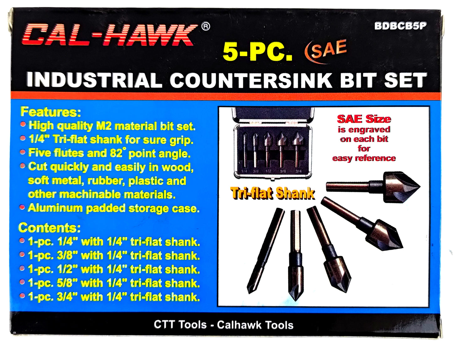 5PC INDUSTRIAL COUNTERSINK BIT SET