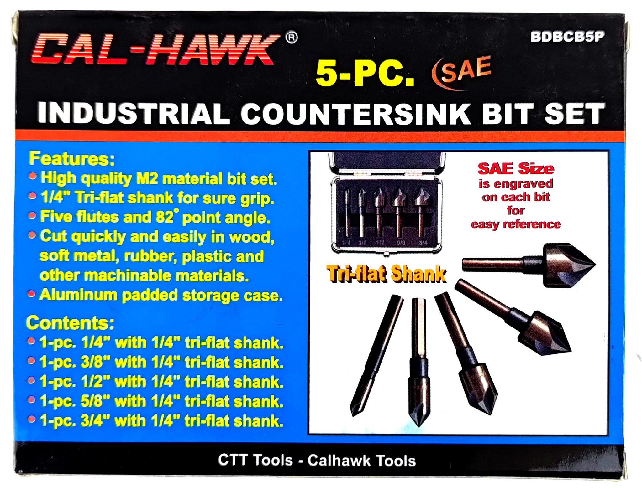 5PC INDUSTRIAL COUNTERSINK BIT SET