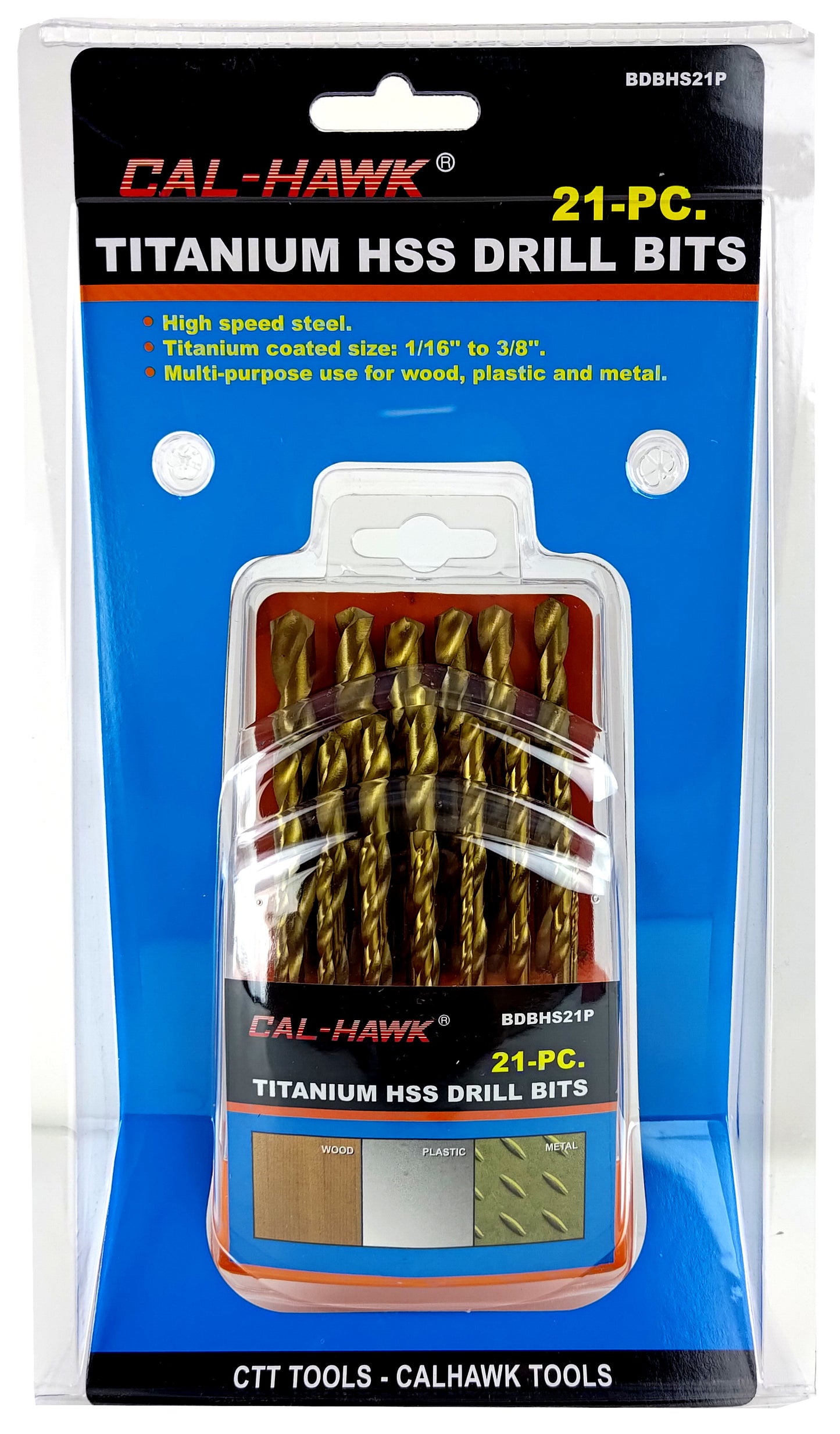 21 PIECE HSS TITANIUM DRILL