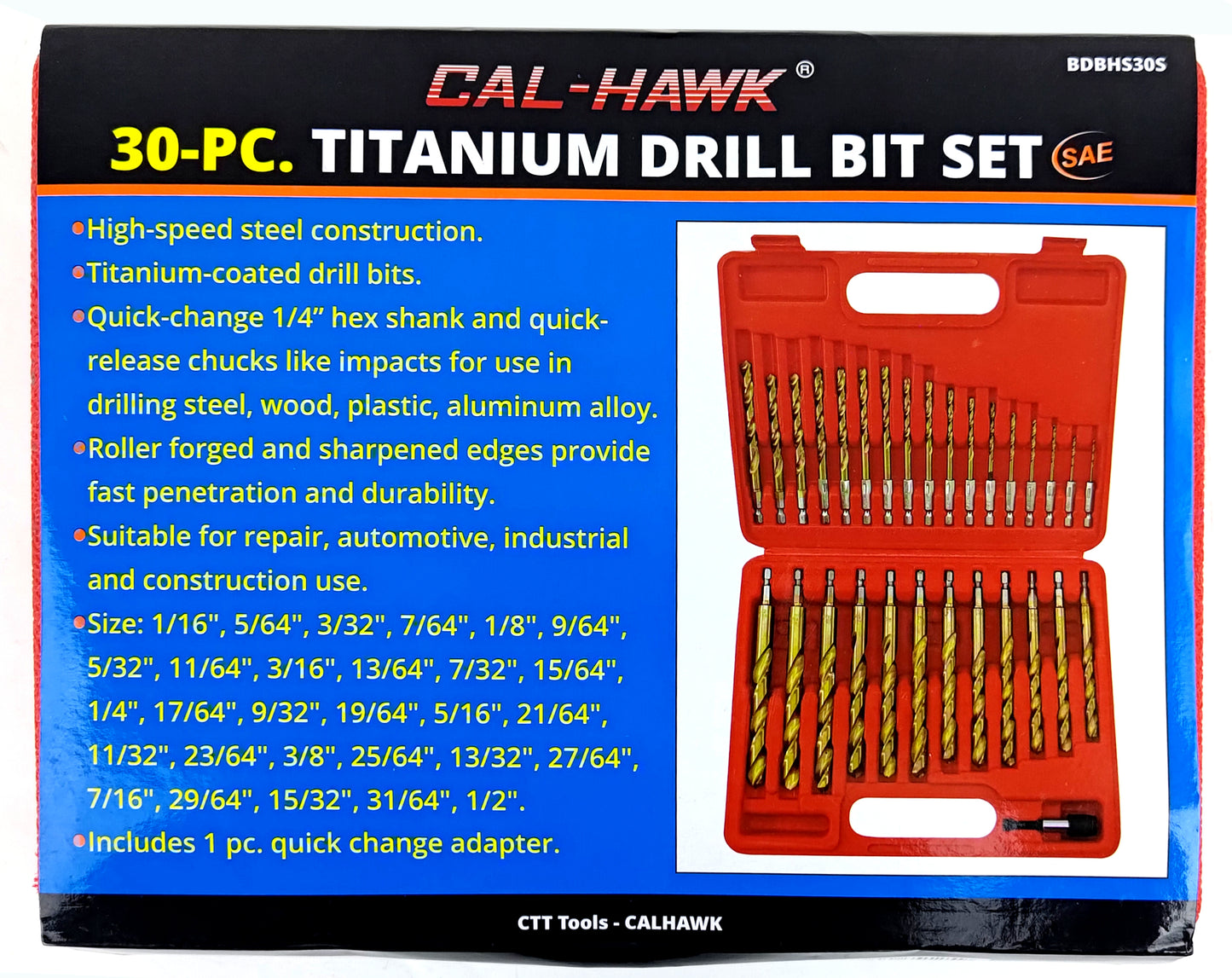 30PC TITANIUM DRILL BIT SET SAE