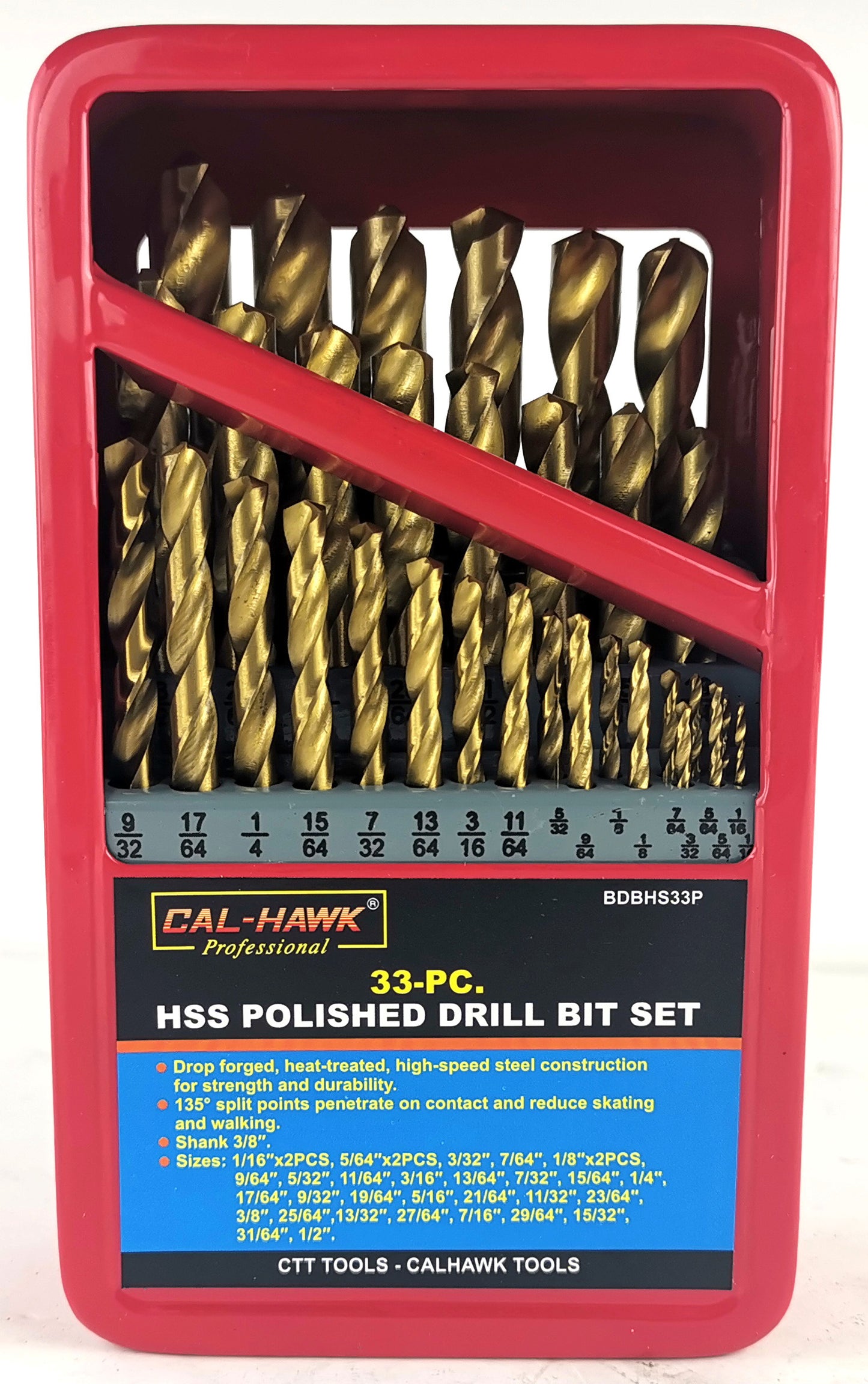 33 PIECE HSS TITANIUM DRILL