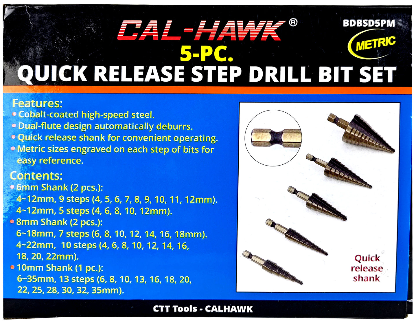 5PC STEP DRILL SET/METRIC