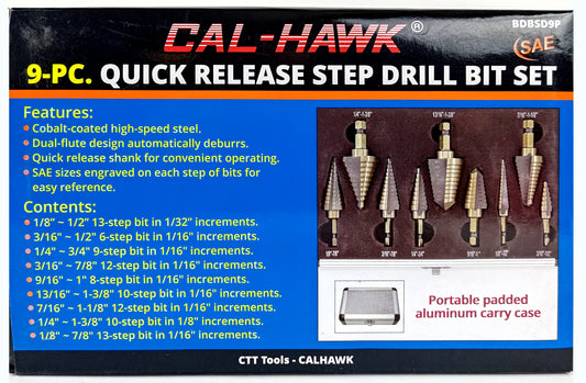 9PC QUICK RELEASE STEP DRILL SET SAE