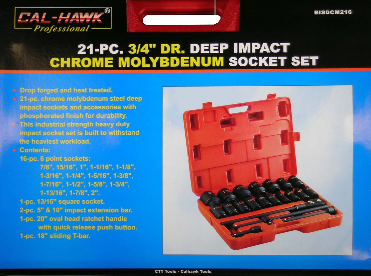 21PC 3/4" DEEP IMPACT SOCKET SET/SAE