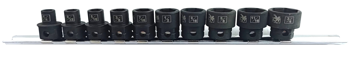 10PC 3/8" DR NANO IMPACT SOCKET-SAE