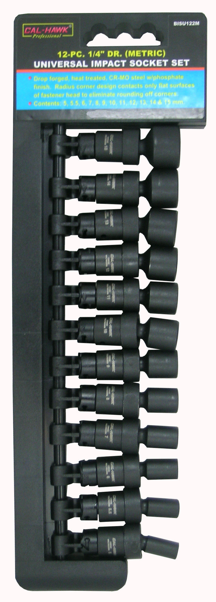 12PC 1/4DR IMPACT UNIVERSAL SKT METRIC