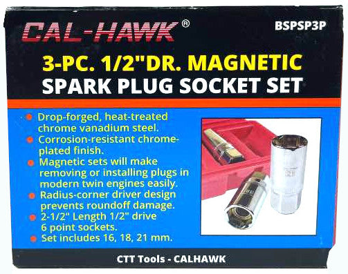 3-PC MAGNETIC SPARK PLUG SOCKET SET