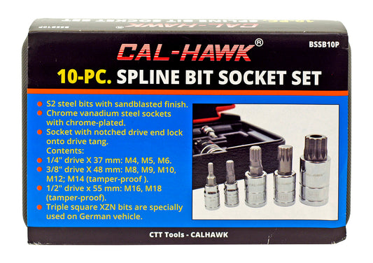 10PC SPLIINE BIT SOCKET (XZN BIT)