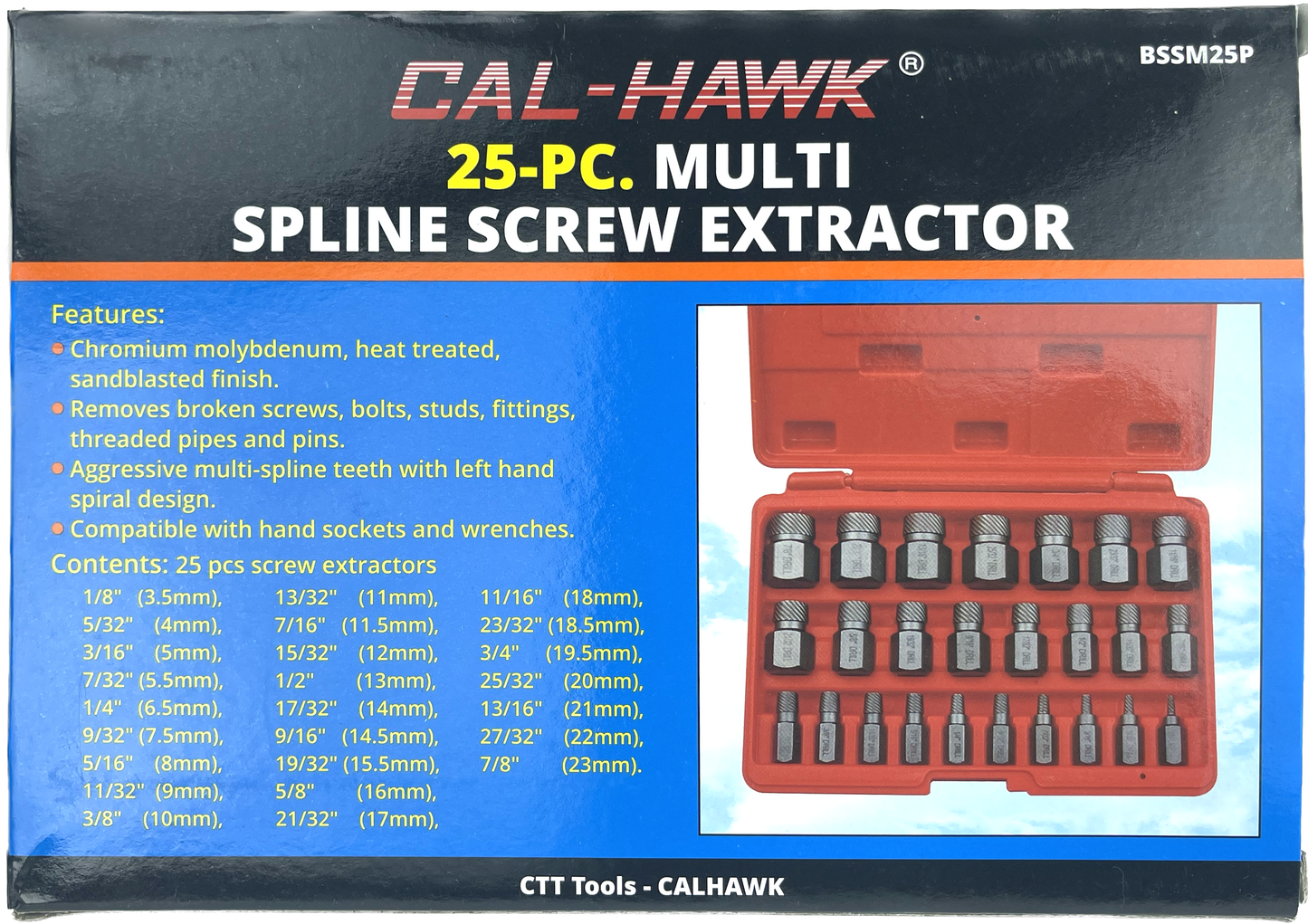 25PC MULTI SPLINE SCREW EXTRACTOR SET