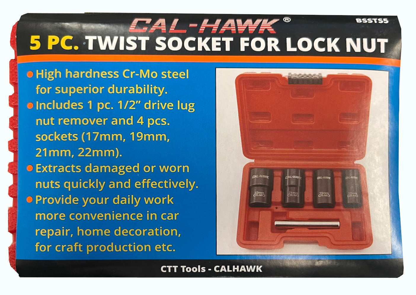 5PC TWIST SOCKET FOR LOCK NUT