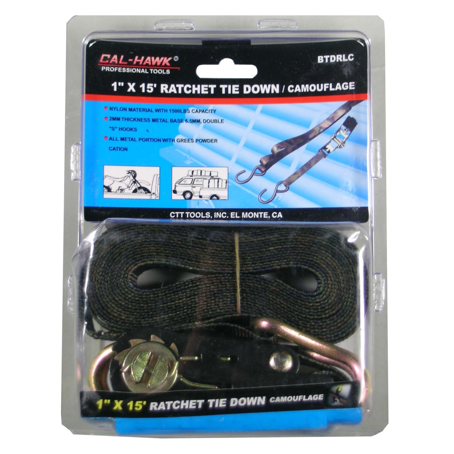 1" X15FT RATCHET TIE DOWN/CAMOUFLAGE