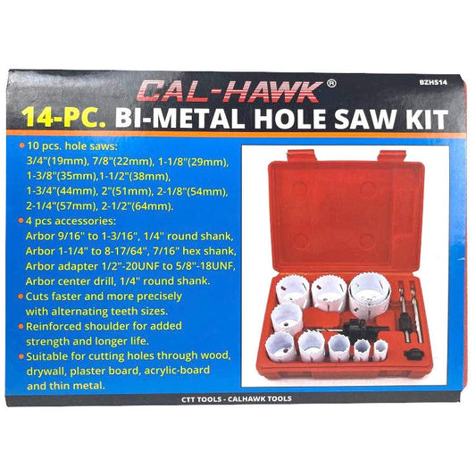 14PC BI-METAL HOLE SAW KIT