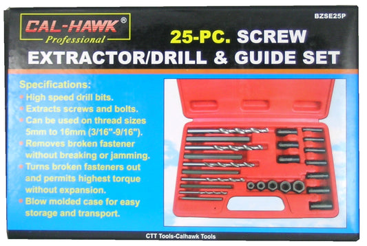 25PC SCREW EXTRACTOR/DRILL GUIDE