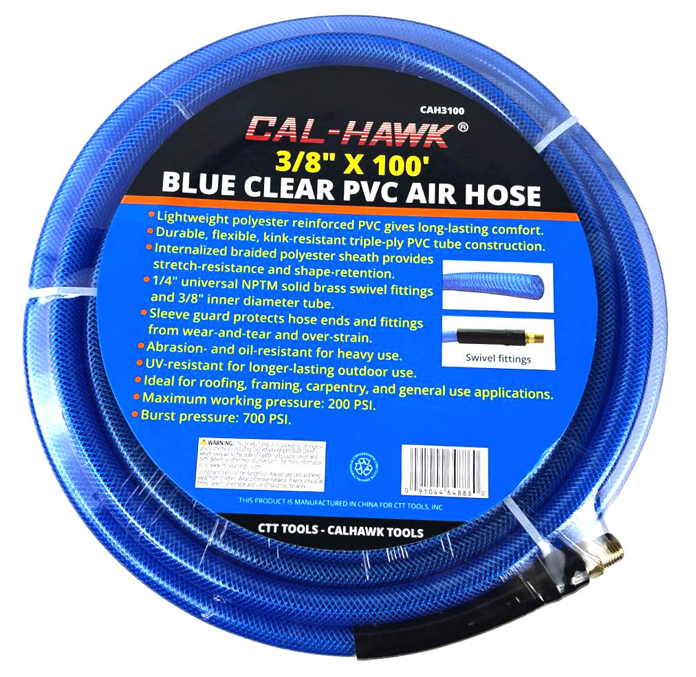 3/8" X 100' BLUE CLEAR PVC AIR HOSE