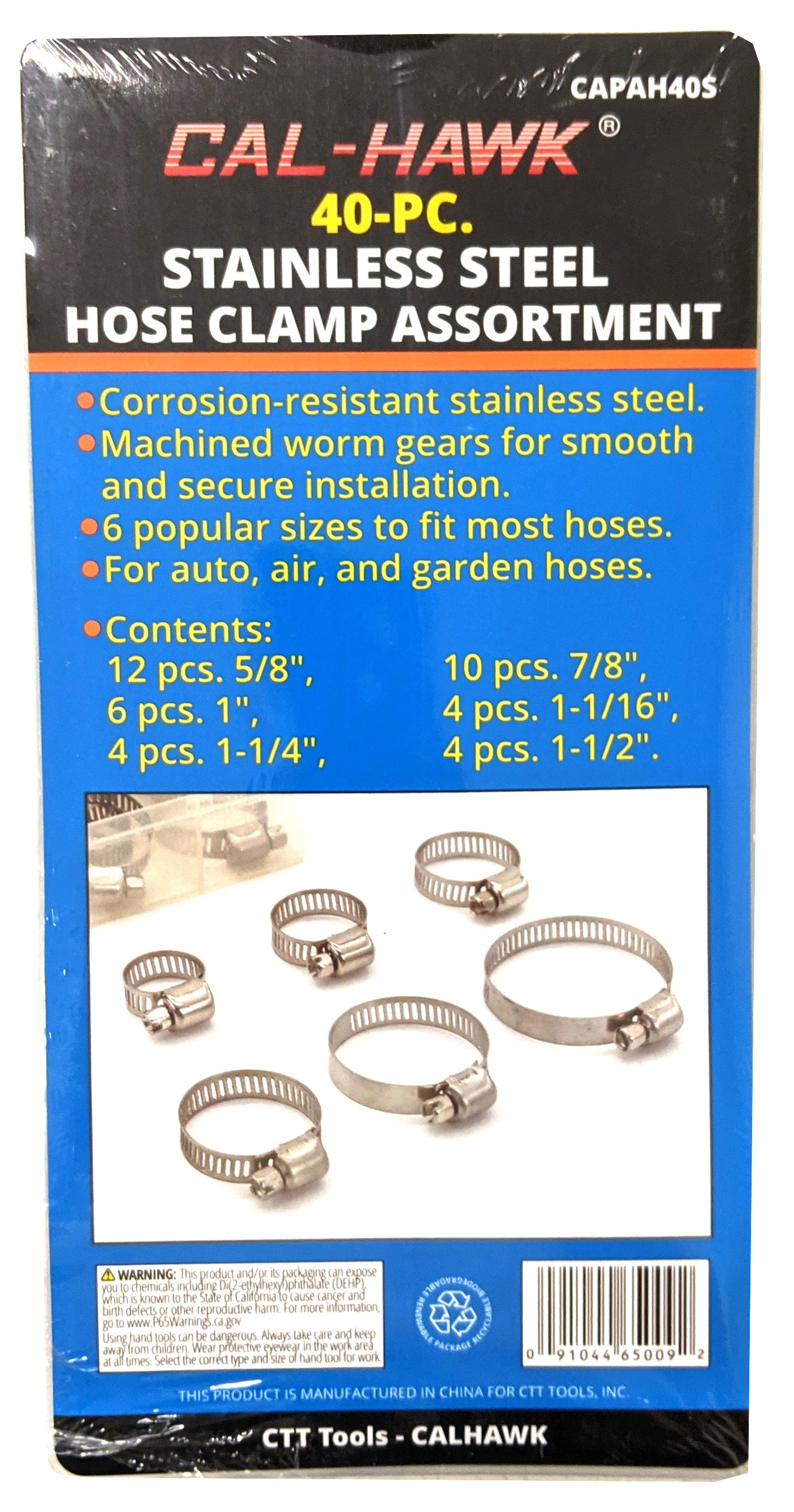 40PC STAINLESS STEEL HOSE CLAMP ASSORTMENT