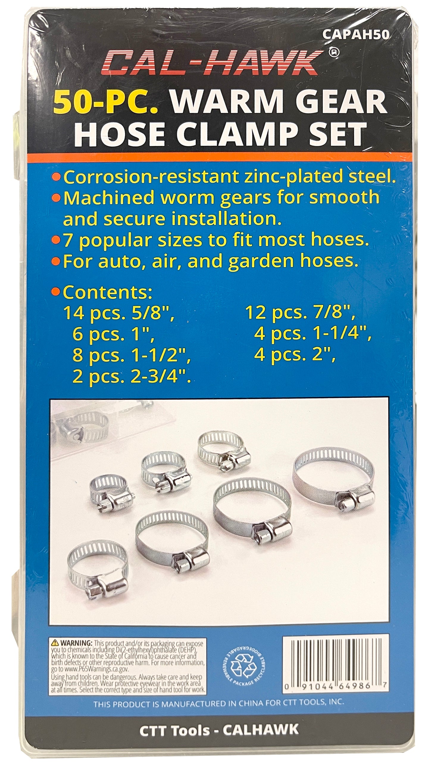 50PC WORM GEAR HOSE CLAMP SET