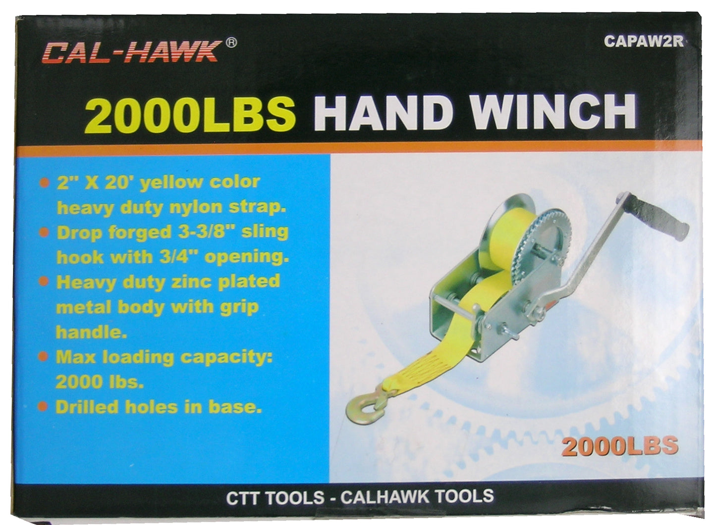 2K LB HEAVY DUTY YELLOW STRAP HAND WINCH