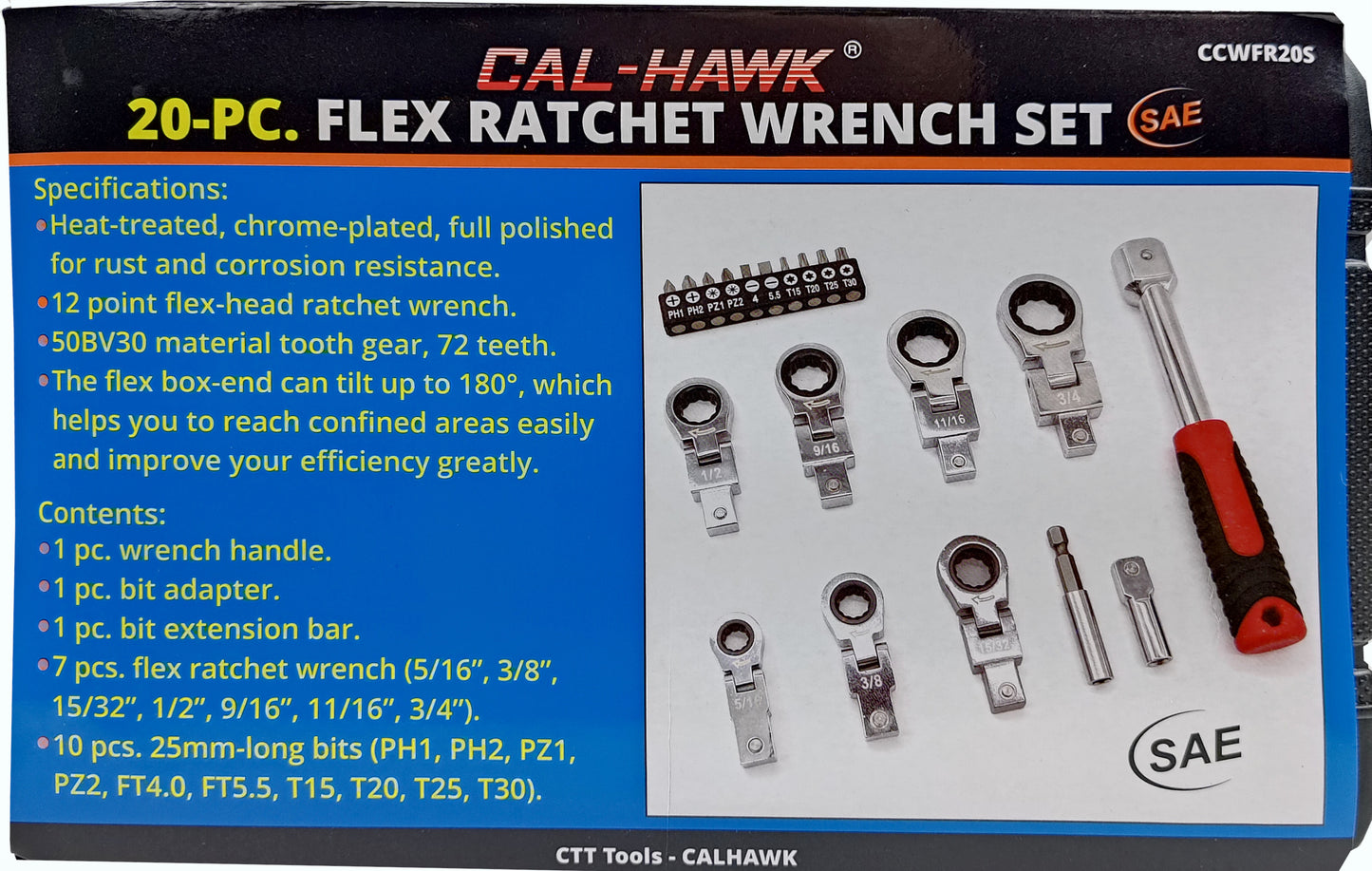 20PC FLEX RATCHET SAE WRENCH SET-SPEC