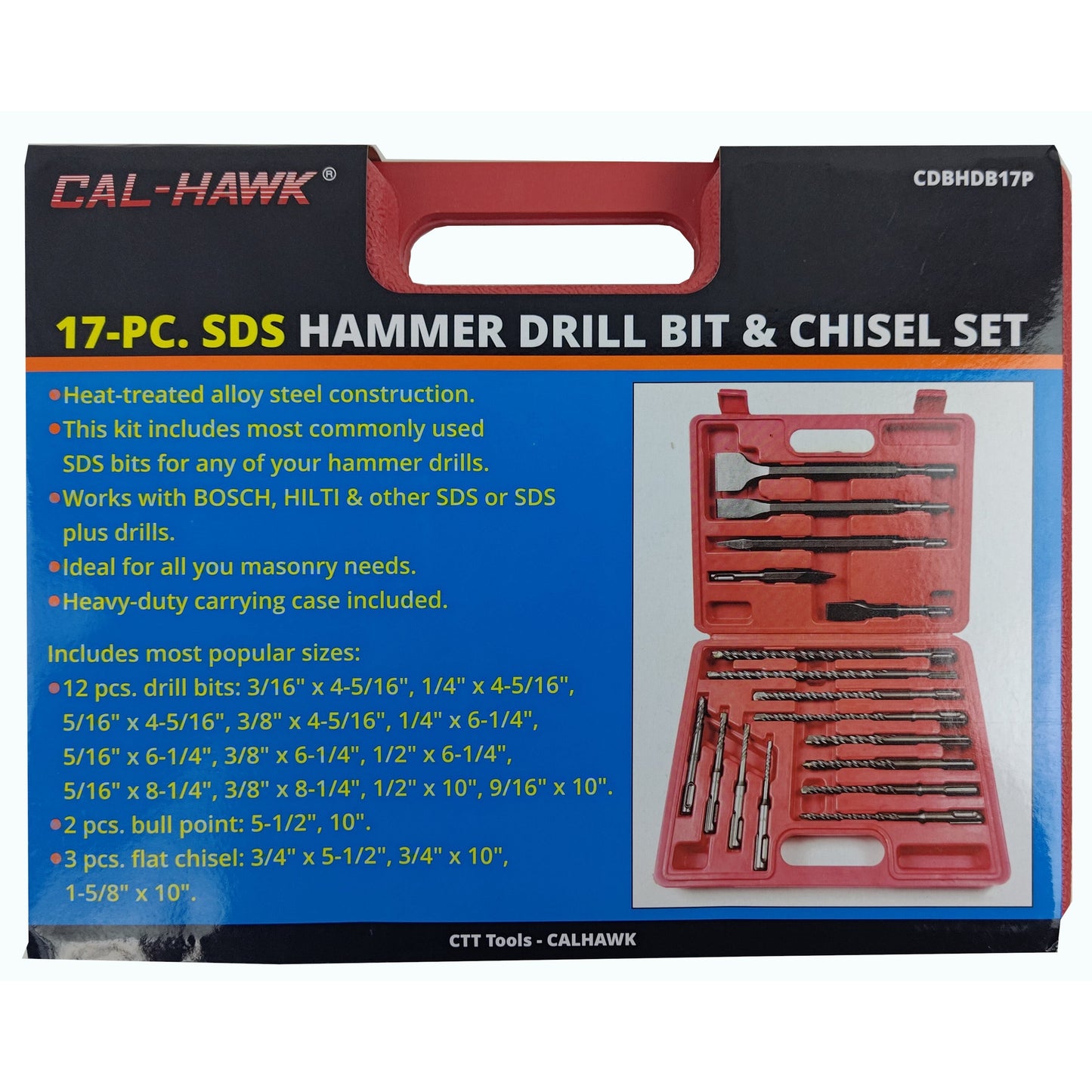 17PC SDS HAMMER DRILL BIT &CHISEL SET