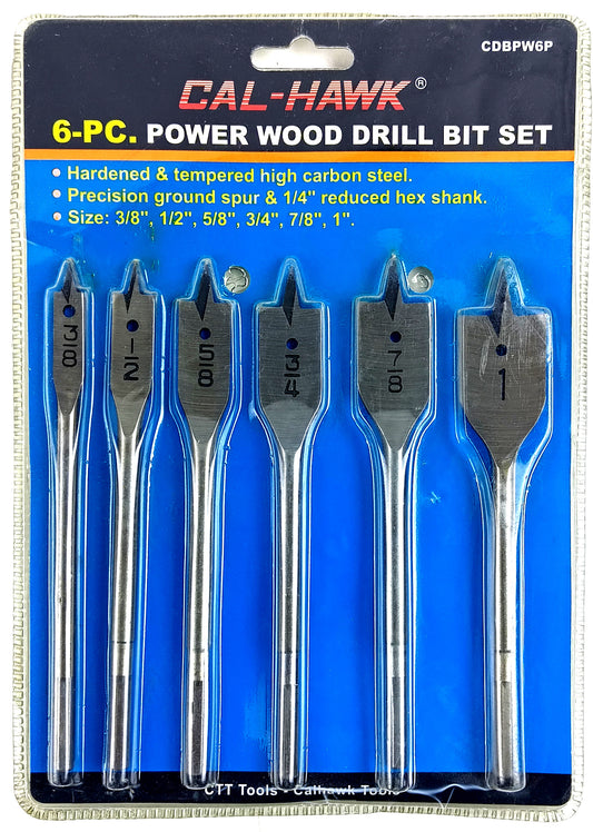 6 PCS POWER WOOD DRILL BITS